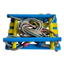 Дървена люлка, цветна жълта/синя S-SPORT