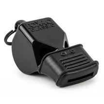 Черна съдийска свирка с щадящ зъбите накрайник FOX40 CLASSIC CMG OFFICIAL BLACK