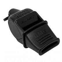 Черна съдийска свирка с щадящ зъбите накрайник FOX40 SONIK BLAST CMG BLACK