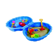 Пластмасов пясъчник с форма на мида, син (1 чифт)