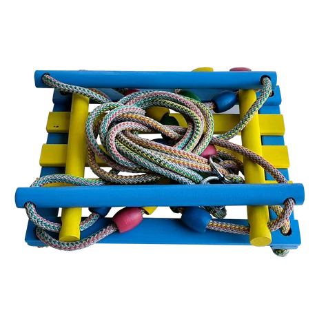 Дървена люлка, цветна жълта/синя S-SPORT