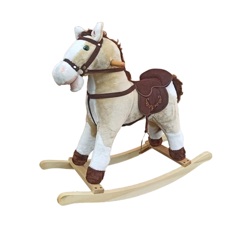Плюшено люлеещо се конче със звук, бежово TIME LEADER – S-Sport