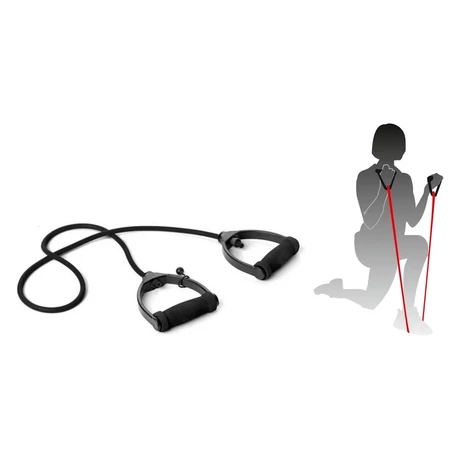 Ластично въже за тренировки (TPR) с дунапренена дръжка, черно TREMBLAY