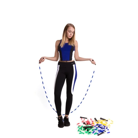 Скачащо въже, с мъниста, синьо/бяло 240 см VINEX