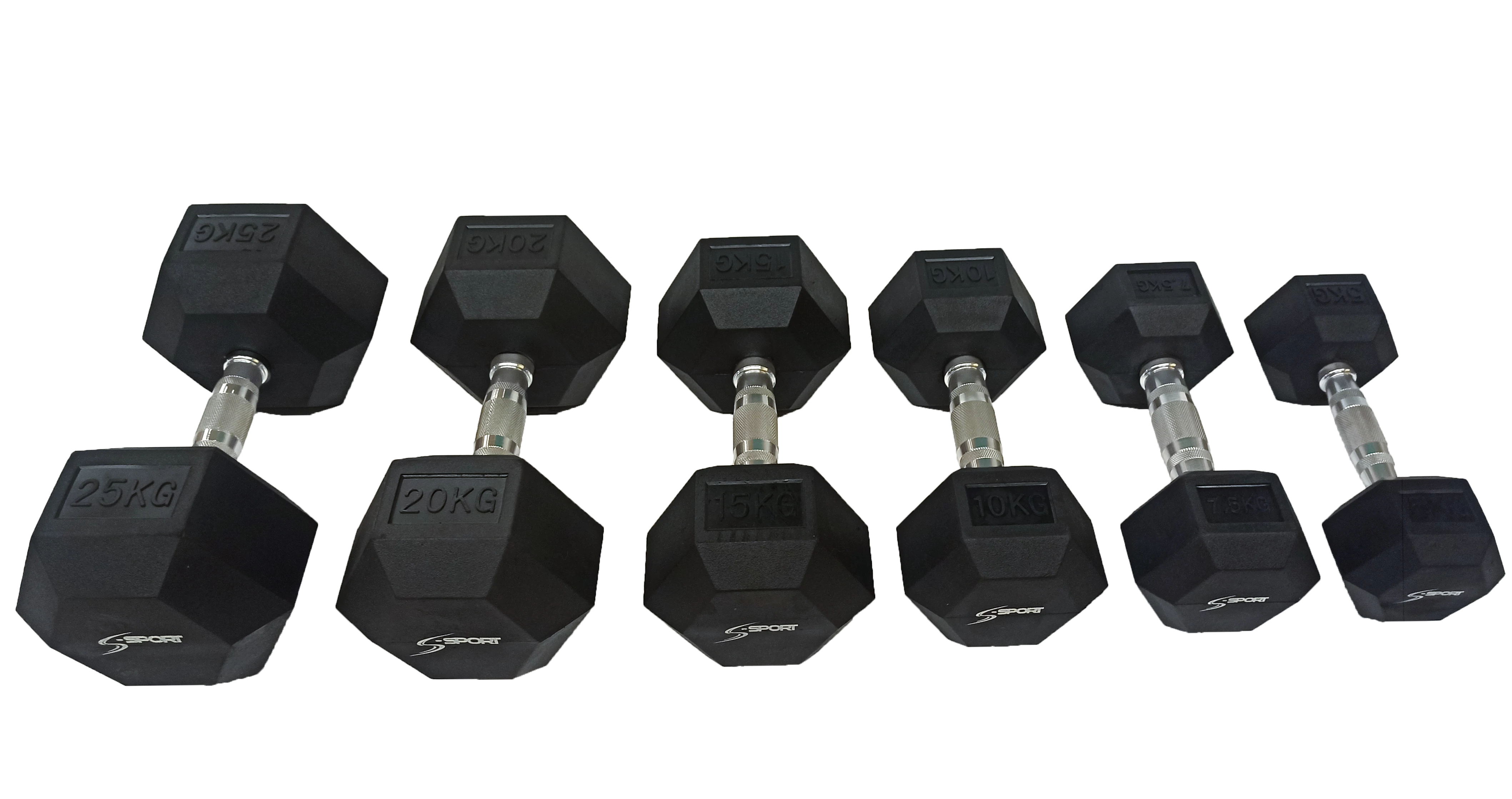 S-SPORT Шестоъгълен гумен дъмбел, 5 кг