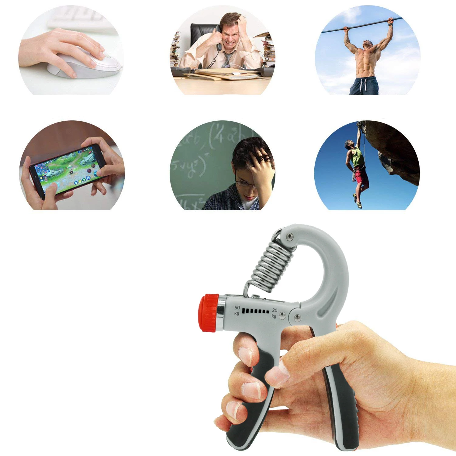 Уред за укрепване на ръката / тренажор за захват, с регулируемо съпротивление SPRINGOS